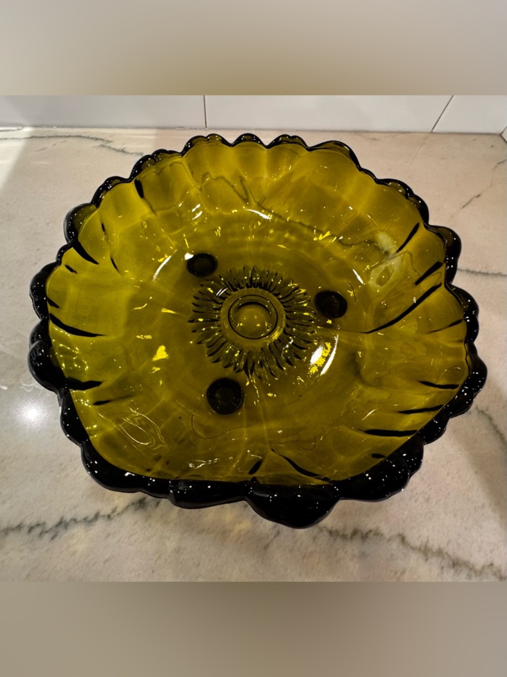 Glass Decorative Bowl - Amber Green Home Art